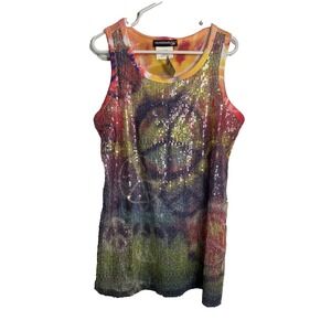 eye shadow girls tank top peace sign shirt size medium